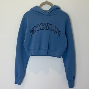 Givenchy Women's Blue Cropped Hoodie